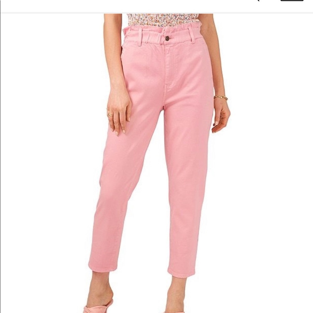 1STATE PINK PAPER BAG HIGH WAIST STRAIGHT LEG JEANS. Size 31. - Picture 1 of 6